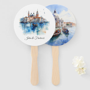 Éventail Aquarelle Destination Italienne Venise Mariage