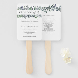 Éventail Aquarelle feuillue   MARIAGE