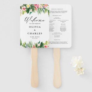 Éventail Aquarelle Fleurs tropicales Mariage d'été