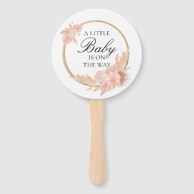Éventail Aquarelle Floral Boho Rose Baby shower Ventilateur (Devant)
