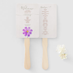 Éventail Aquarelle Florale Cosmos Mariage en terre cuite