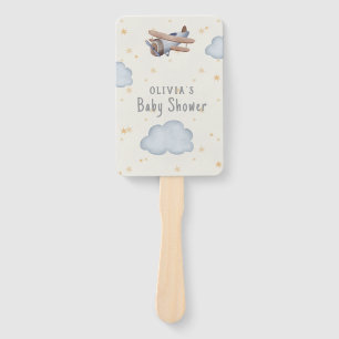 Éventail Aquarelle Grise Et Beige Baby shower