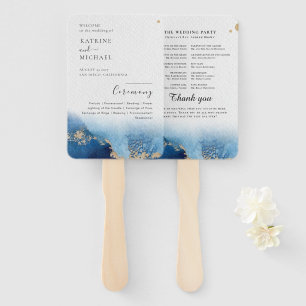 Éventail Aquarelle moderne Programme de mariage Turquoise