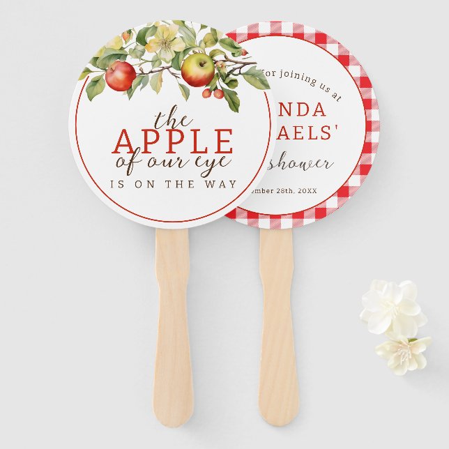 Éventail Aquarelle Pomme de notre oeil Chute bébé Douche (Devant et derrière)