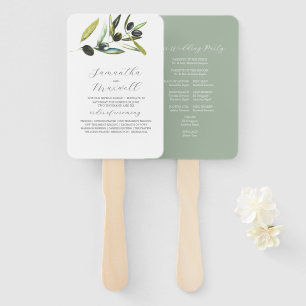 Éventail Aquarelle Programmes de mariage Branche de l'olive