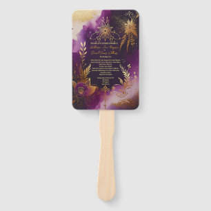 Éventail Aquarelle Purple et Gold Floral Wedding Program