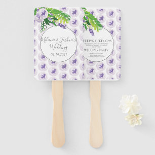 Éventail Aquarelle Purple Floral Poppie Rose Mariage rond