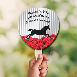 Éventail Aquarelle Roses noir blanc rayures Derby