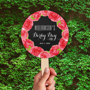Éventail Aquarelle Rouge Roses Derby Day