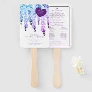 Éventail Aquarelle violet Mariage de fleurs de la Wisteria