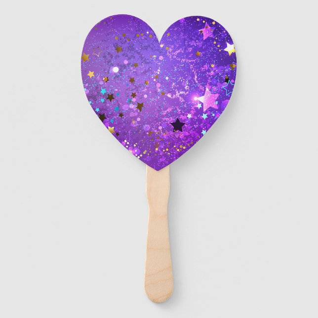Éventail Arrière - plan de feuille violet avec étoiles (Devant)