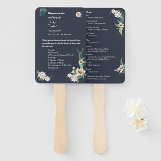 Éventail Arrière - plan de marine Retro Elegant blanc Flowe