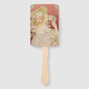 Éventail Art Nouveau Belle Époque Dame Roses Livemont