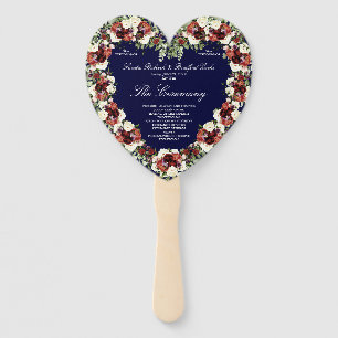 Éventail Automne Floral Navy Terracotta Crème Bourgogne Coe