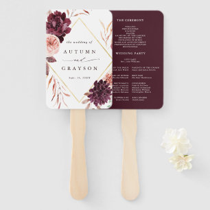 Éventail Automne Romance Gold Frame Wedding Programme