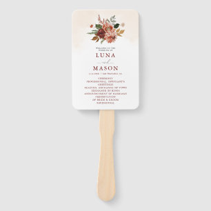Éventail Automne Terracotta Bourgogne Programme de mariage 