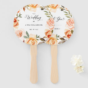 Éventail Automne Terracotta Orange Floral Mariage Bienvenue