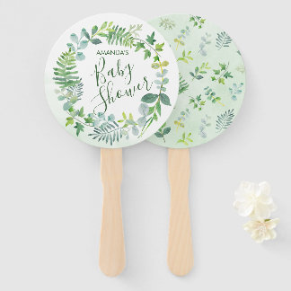 Éventail Baby shower Aquarelle Verdure couronne