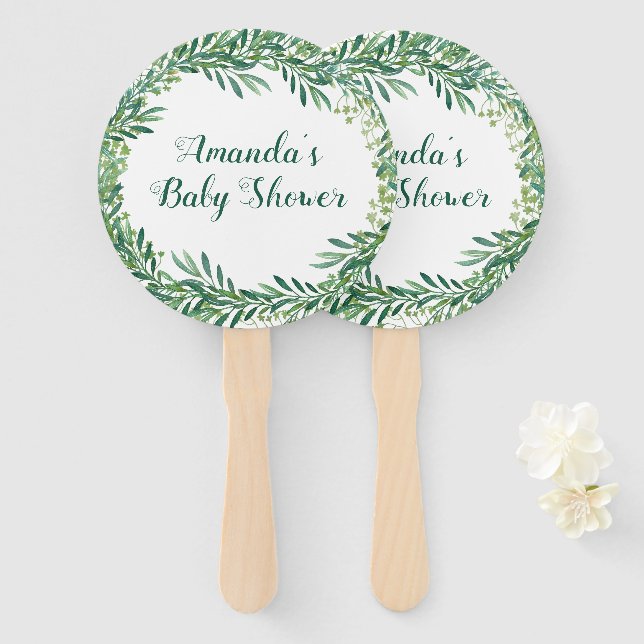 Éventail Baby shower Feuille vert (Devant et derrière)