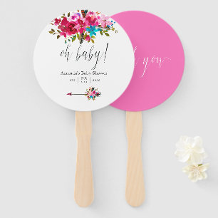 Éventail Baby Shower Floral Bohème Chic Aquarelle Rose