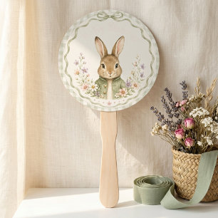 Éventail Baby Shower Lapin Sage Gingham