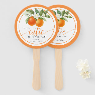 Éventail Baby Shower Orange Citrus Little Cutie en Route