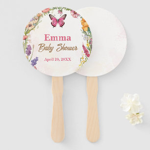Éventail Baby shower papillon rose Jardin floral