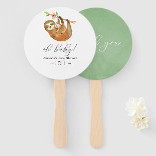 Éventail Baby Shower sur le thème du paresseux à l'aquarell