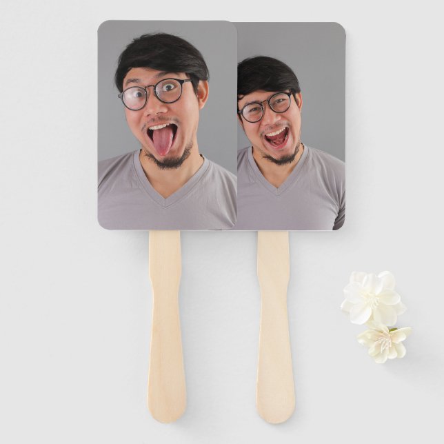 Éventail Bachelorette Party Groom's Face on a Stick (Devant et derrière)