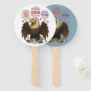 Éventail Bald Eagle avec Fireworks - USA 250 ans 1776-2026