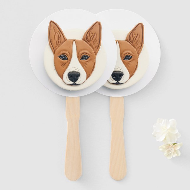 Éventail Basenji Chien 3D Inspiré (Devant et derrière)