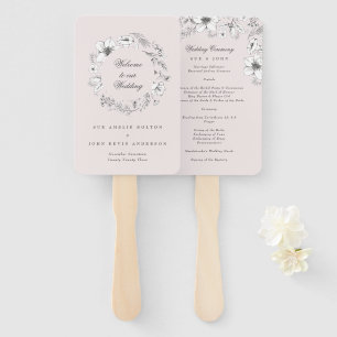 Éventail Beau Blush Floral Sketched Wedding Programme