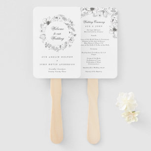 Éventail Beau programme de mariage floral esquissé