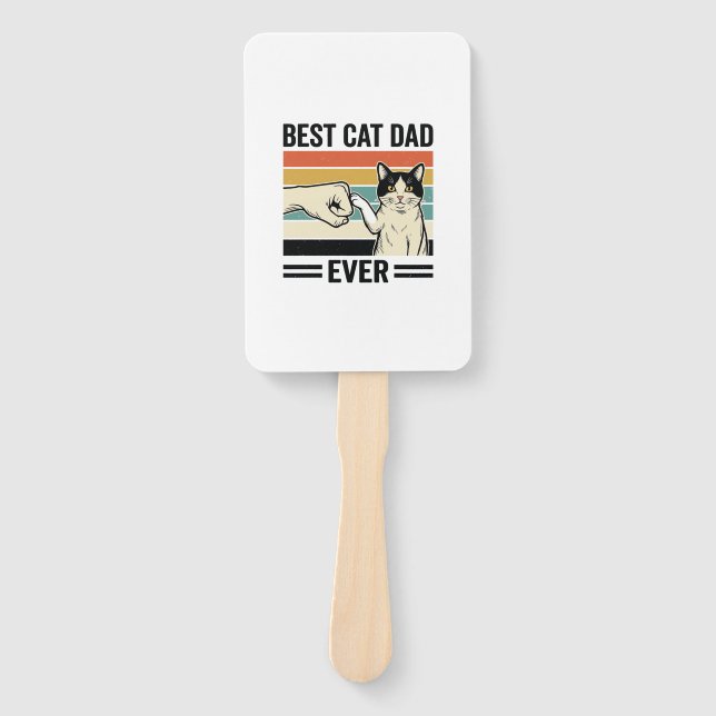 Éventail Best Cat Dad Ever Retro Cat Fist Bump Shirt_1 (Devant)