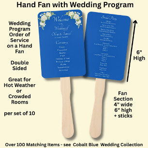Éventail Bienvenue à la cérémonie de mariage, Cobalt Blue W