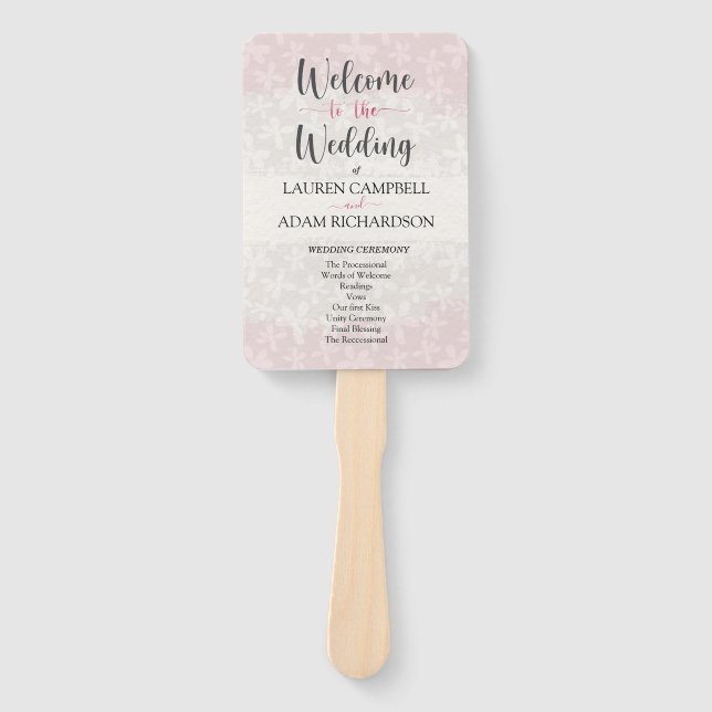 Éventail Bienvenue dans l'aquarelle rose-rose-bleu Mariage (Devant)