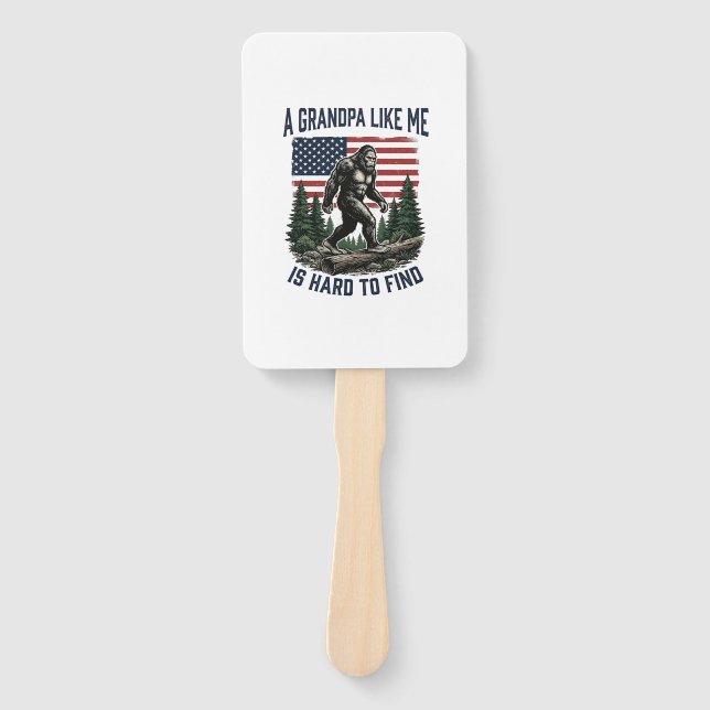 Éventail Bigfoot Grandpa Vintage American Flag Shirt Design (Devant)