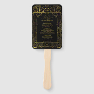 Éventail Black Gold Déco Chic Glam Programme de mariage Ven