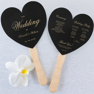 Éventail Black Gold Élégant Script Programme de mariage car