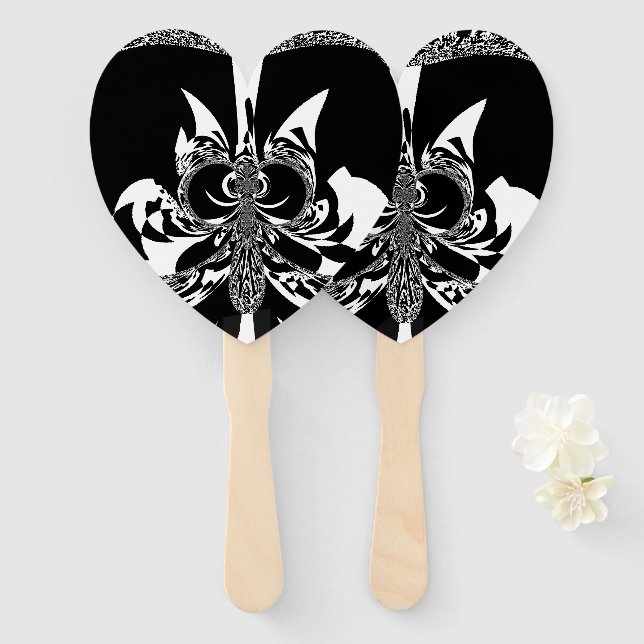 Éventail Blanc et Noir, mode traditionnelle Design couleur (Devant et derrière)