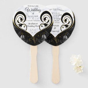 Éventail Blanc moderne - Marbre Noir Fans Abstraits main