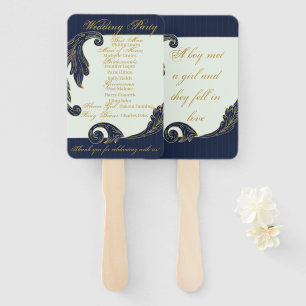 Éventail Bleu et or