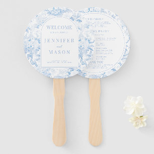 Éventail Blue Chinoiserie Porcelain Programme de mariage