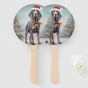 Éventail Bluetick Coonhound Dog en Noël de neige