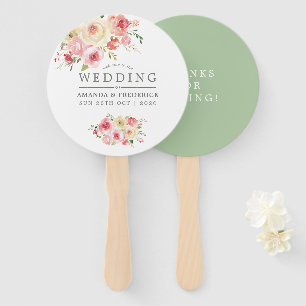 Éventail Blush et Sage Green mariage floral Favoriser