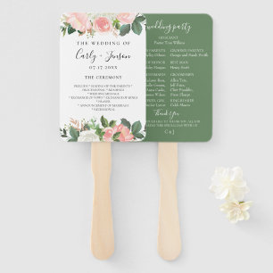 Éventail Blush Garden Floral Wedding Programme Fans à main
