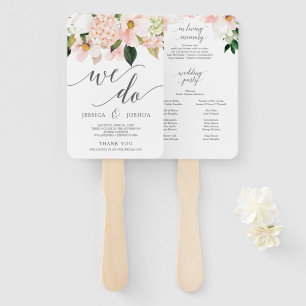 Éventail Blush Hydrangea Programme de mariage Fan Love Mémo
