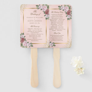 Éventail Blush Pink Gold Confetti Programme de mariage flor