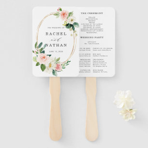 Éventail Blush White Bloom Gold Frame Wedding Programme