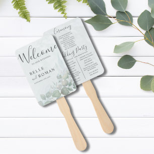 Éventail Boho aquarelle Eucalyptus Programme de mariage ver